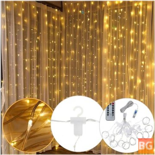 USB 300 LED Curtain String Light - 10 Hooks - Clearance Christmas Lights