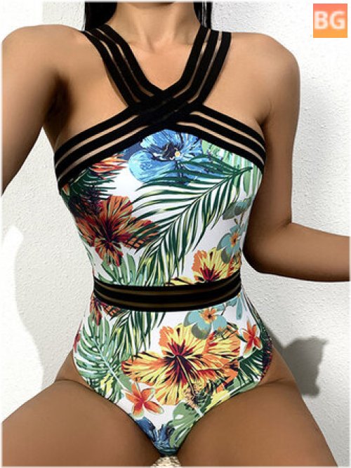 Women's Swimsuit with Stripes Print