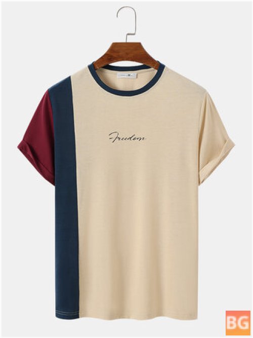 Colorblock Letter T-Shirt for Men