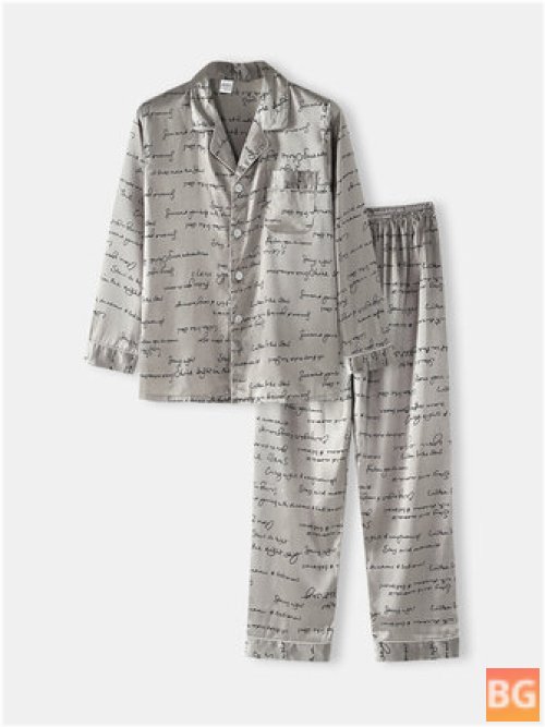 Pajama Set for Men - Long Sleeve - Flap Pocket