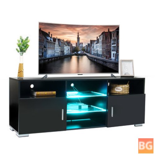 5-Layer LED TV Cabinet with Bookshelf and File Storage
