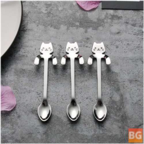 Coffee Spoon with Kitty Design - Dirt-Proof