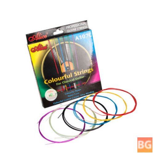 Alices Acoustic Guitar Strings - A107-C Plated Steel Core 6 Strings - Colorful Coated Copper Alloy Wound 028-043 Inch