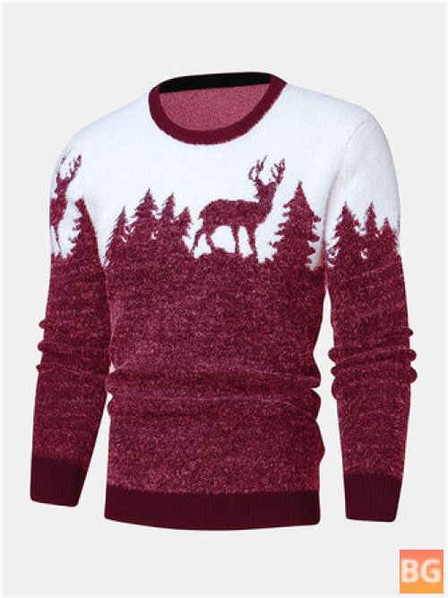 Christmas Tree & Deer Knitted Graphic Sweaters for Men