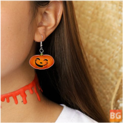 3D Stereoscopic Earrings with a Funny Pumpkin Smile