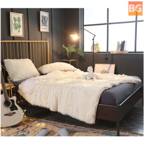 160x200cm/130x160cm MECO Luxury Shaggy Blanket With Heart Carpet Faux Fur Long Pile Throw Sofa Bed Soft Warm Blanket