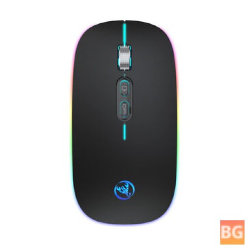 HXSJ M103FGS Mouse - Wireless Bluetooth 5.1 800-1600DPI Silent Button Rainbow LED Breathing Light Rechargeable Slim Mouse for Office Business Laptop