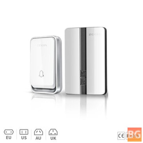 ZOGIN 433MHz Wireless Doorbell with No Battery - Ring Dong Chime