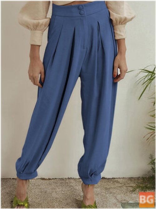 Harem Pants with Waist Button Detail