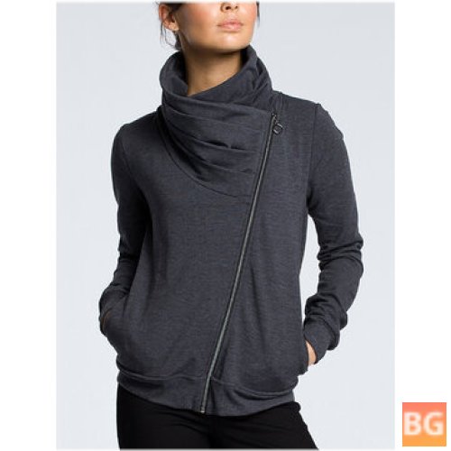 Zipper Long Sleeve Coat for Women