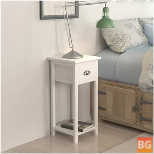 White Bedside Table with One Drawer