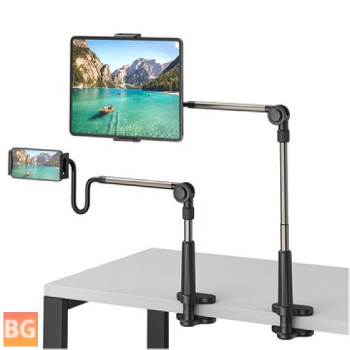 Lazy Phone Tablet Stand with 360-Degree Rotation and Telescopic Arm for Tablet Use