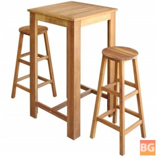 Set of 3 Wooden Bar Tables and Stools