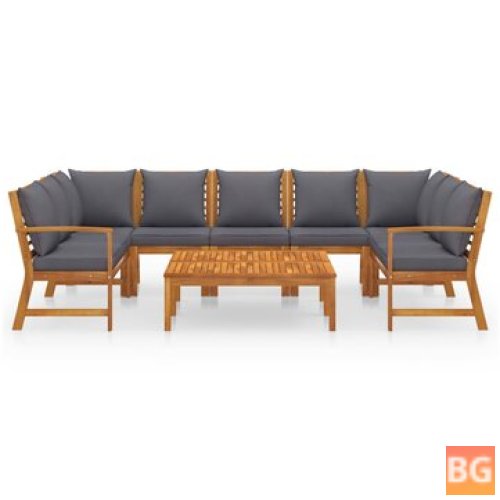 Garden Lounge Set with Cushion and Solid Wood