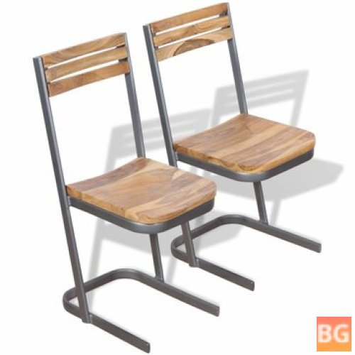 2-Piece Solid Teak Wood Dining Chair