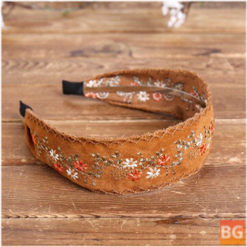 Embroidery Girl Headband with Floral Fabric Design