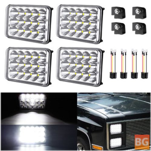 4x6 Inch LED Headlights (4-Pack) - White, 12V Bulbs for Various Vehicle Models