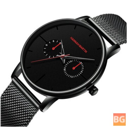 Hannah Martin Casual Watch with Dual Dial and Mesh Strap