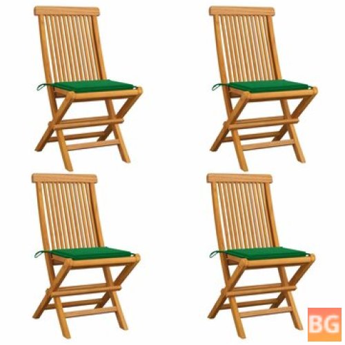 4-Piece Solid Teak Wood Garden Chairs with Cushions