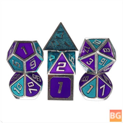 D&D Dice Party Table Games - Set of 7 Metal Polyhedral Dice