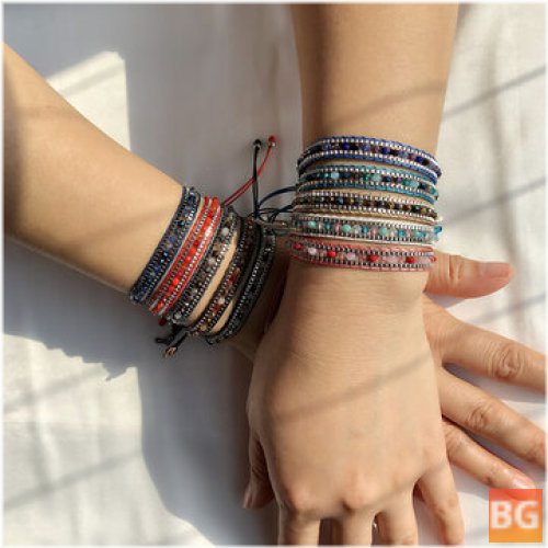 10 Colors Bohemian Crystal Beaded Bracelet Rope Telescopic Adjustable Women's Bracelet