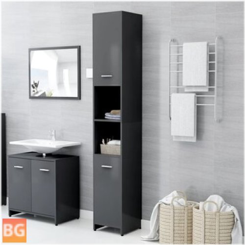 Gray Cabinet with Chipboard Doors