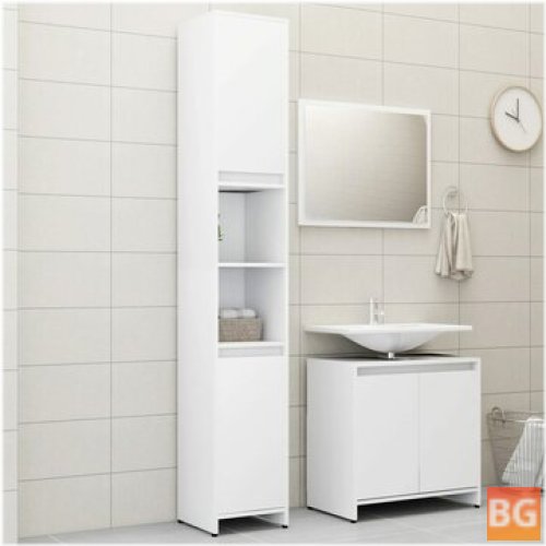 Set of 3 Bathroom Furniture - White Chipboard