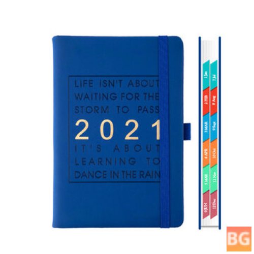 English Language Agenda 2021 planner Notebook - 164-Sheet PU Leather Soft Cover