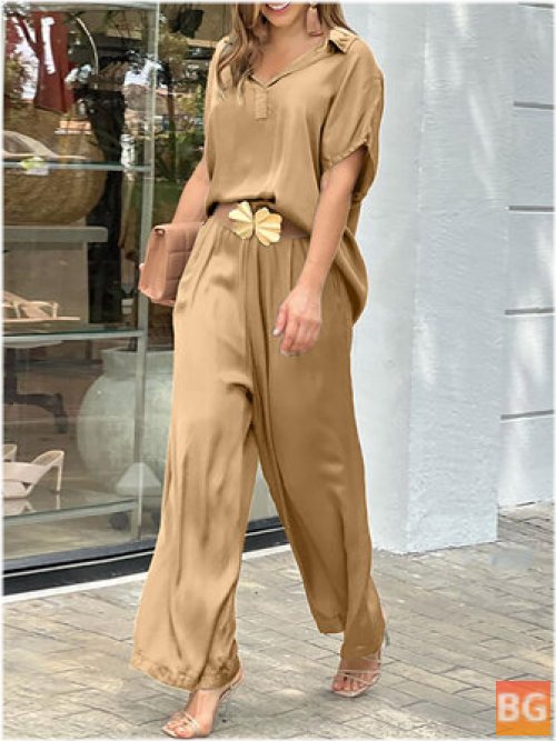 Pocketed Wide Leg Suit