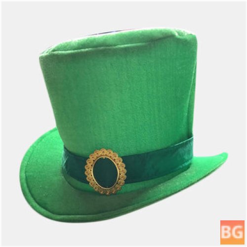 Green Satin Top Hat with Buckle - Adult Costume