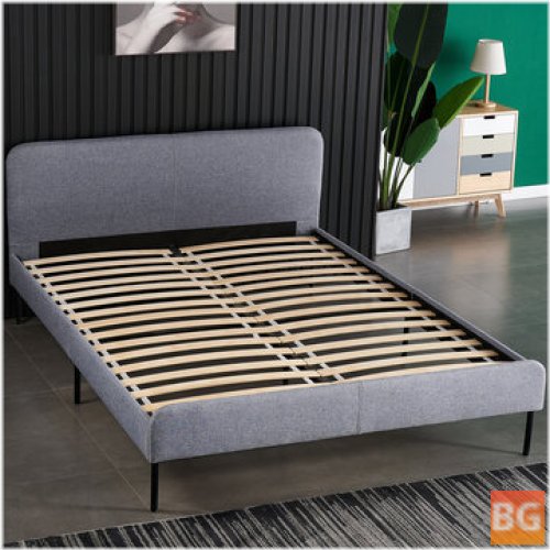 Bed Frame with Wood Slat Support - Upholstered