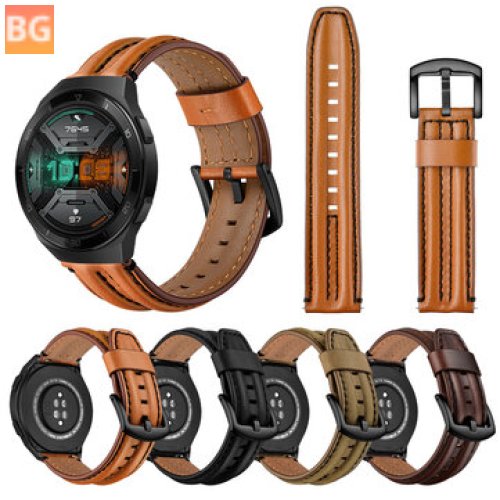 Double Keel Leather Smartwatch Band for Huawei GT 2E (22mm)