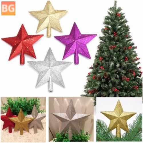 3D Shinny Glitter Star Christmas Tree Topper - Xmas Decoration