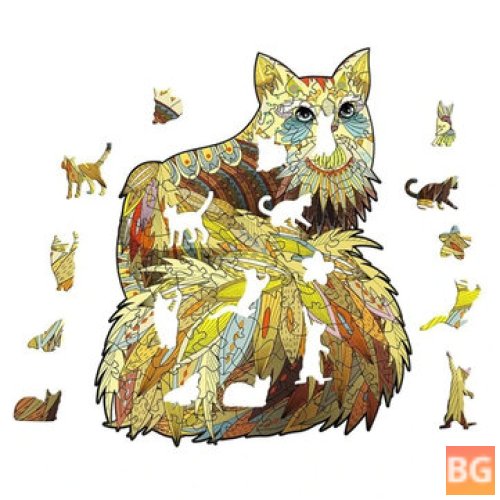 Wooden Cat Puzzle Toy with Smooth Texture - Jigsaw Pieces
