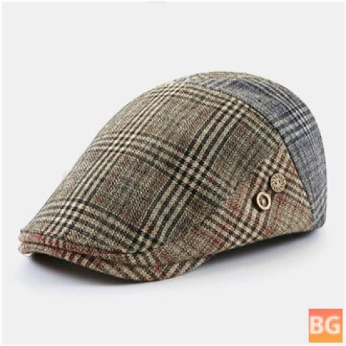 British Style Wool Lattice Stripe Pattern Casual Hat