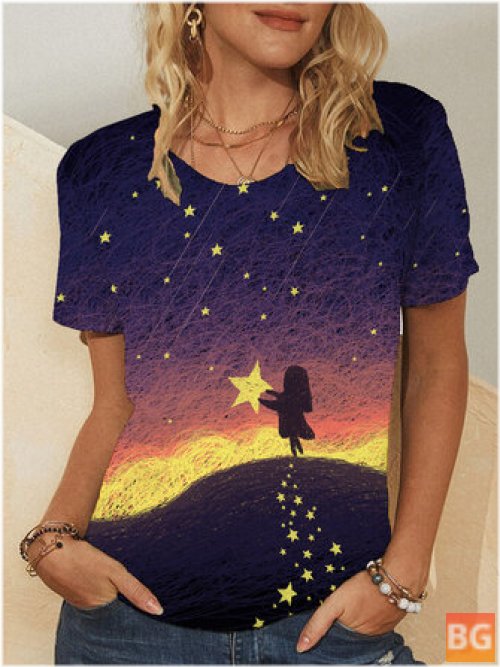 Short Sleeve T-shirt with Star Print