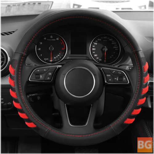 38cm PU Leather Car Steering Wheel Cover - Blue / Red