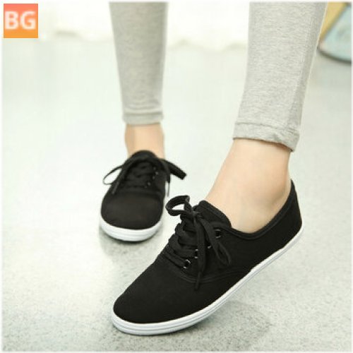 Canvas Lace-Up Flats for Women