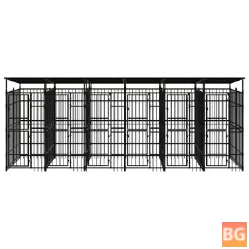 Outdoor Kennel with Roof Steel - 119 ft²