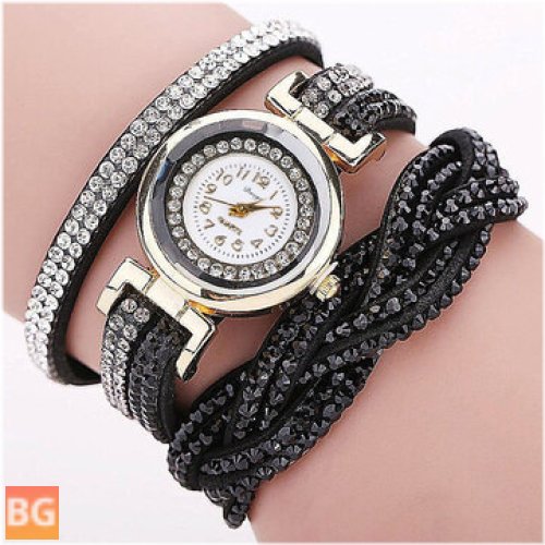 Dress Quartz Watch with Crystal and Stainless Steel Case