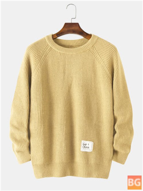 Solid Color Round Neck Casual Sweater for Men