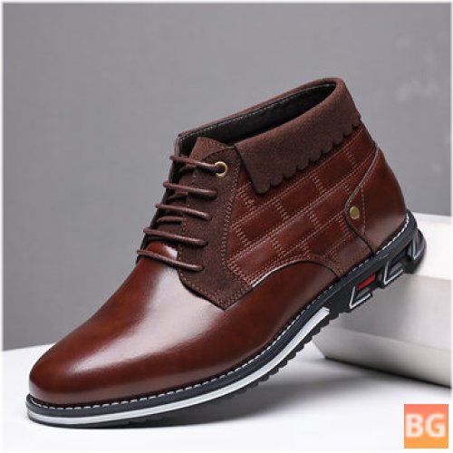 Menico Men's Faux Leather Business Casual Lace-Up Over-The-Toe Boots