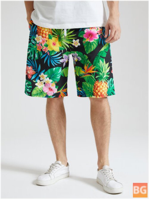 Tropical Pineapple Print Shorts for Men