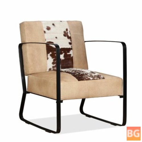 Lounge chair - real goat leather and canvas