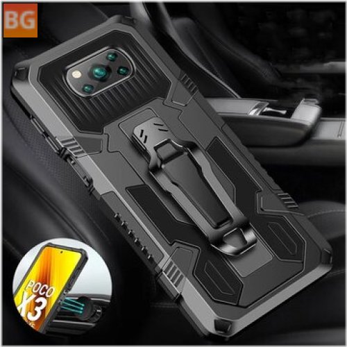 Bakeey for POCO X3 PRO / POCO X3 NFC Case Dual-Layer Rugged Armor with Belt Clip Stand Protective Case