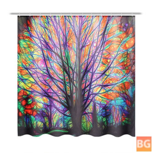 Colorful Tree Leaves Shower Curtain with Hooks