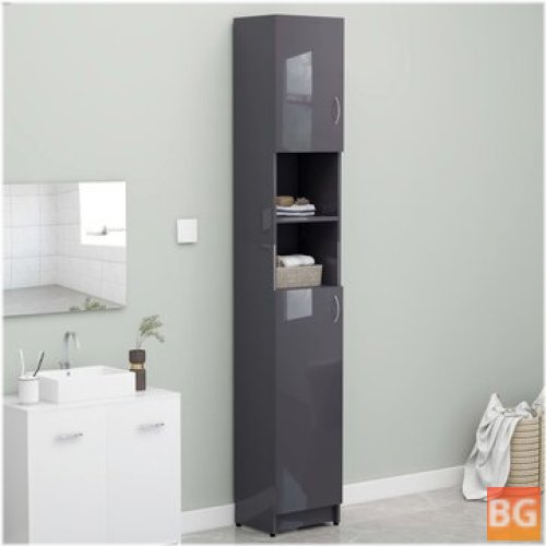 Bathroom Cabinet with Gray Top and Gloss Gray Doors