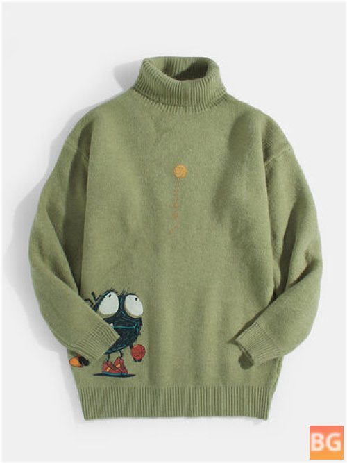 Cartoon Letter Print Pullover Sweaters for Men
