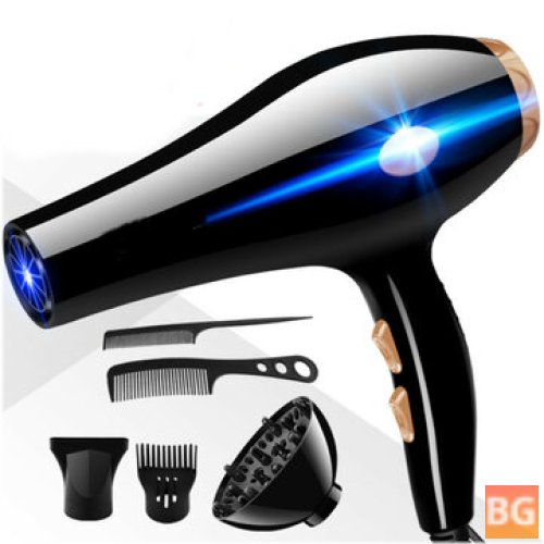Hair Dryer - Strong Power 5-Speed Adjustment - Blue-ray Diffuser Comb Kit