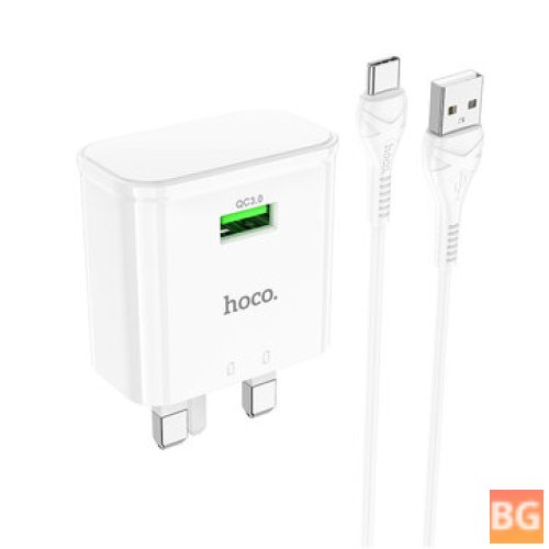 HOCO C92B QC3.0 Fast Charging Charger with Type-C Cable for Xiaomi Mi9 OnePlus 9 5G Global Rom for Samsung Galaxy S21